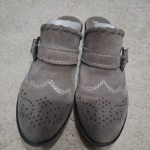 Gray slip on boots